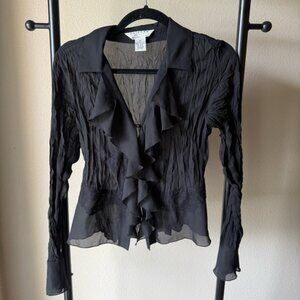 Vintage 90s fairy goth Black Ruffled Women's Top